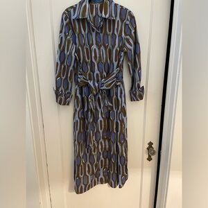 J. McLaughlin Orla Dress Medium in Marble Drip Blue Brown